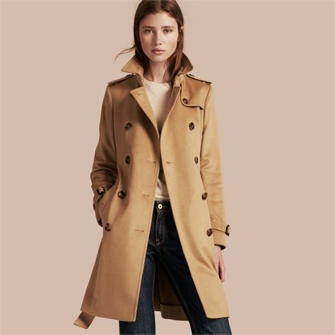 burberry cashmere trench pale nude|Long Cashmere Blend Kensington Trench Coat in Camel .